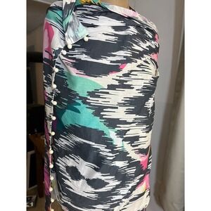 Large cotton wrap pom poms Ikat 96x29 ethnic boho coverup beach pool resort